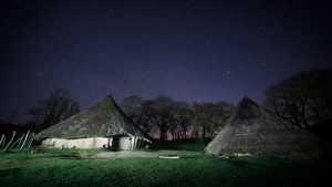 Dark Skies over the Iron Age roundhouses at Castell Henllys.