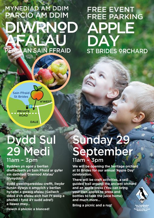 A flyer showing the details for the upcoming Apple Day event